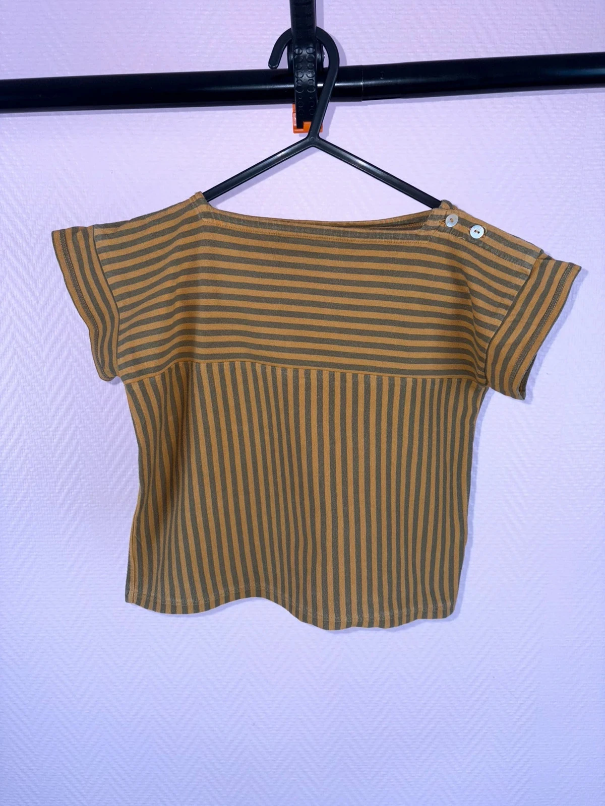 Camiseta Petit Germain Paris 4 años a rayas caqui y camel – 100 % algodón – Muy buen estado. – photo 2